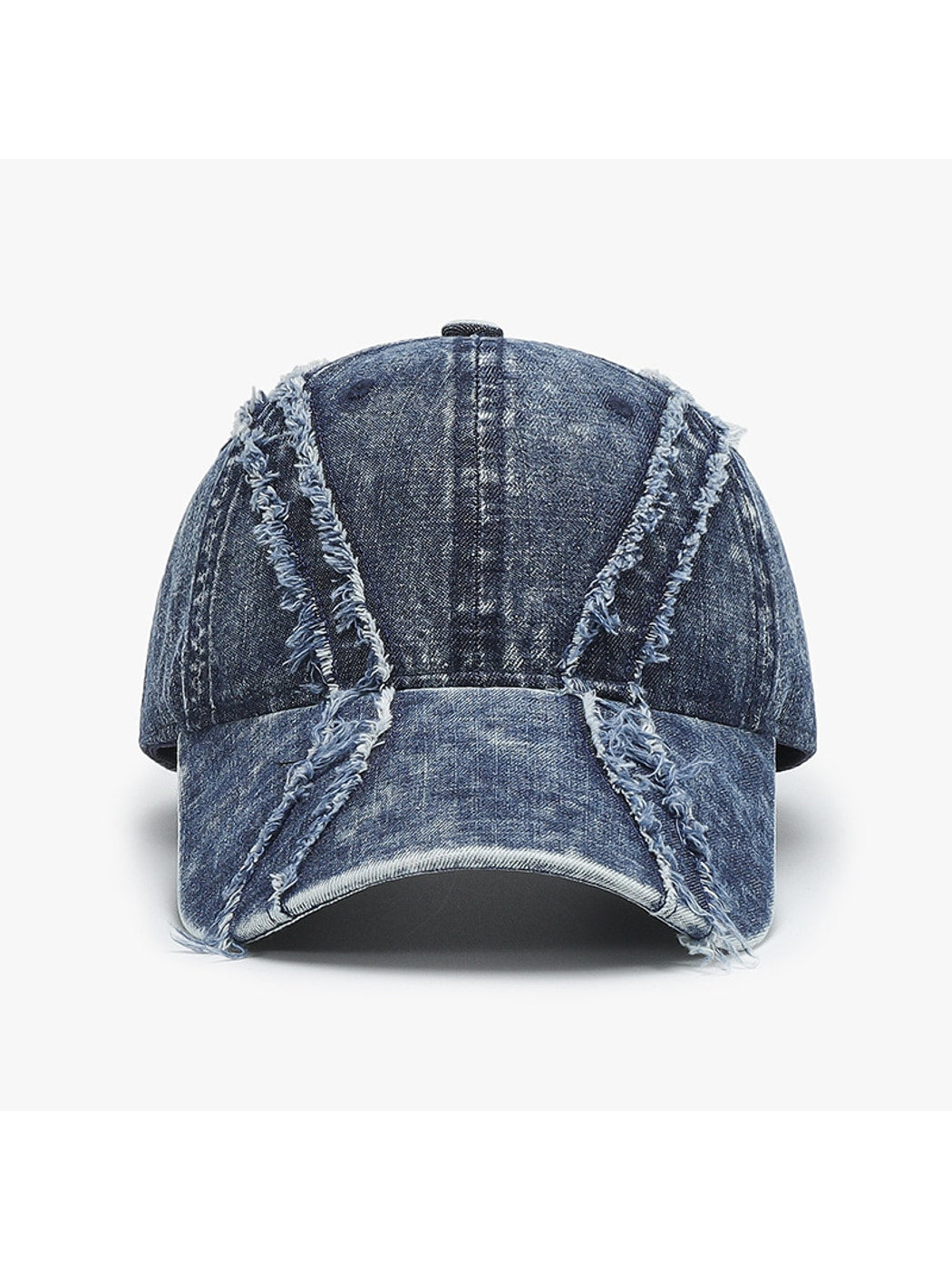 Haila - Washed Frayed Trim Curved Brim Baseball Cap