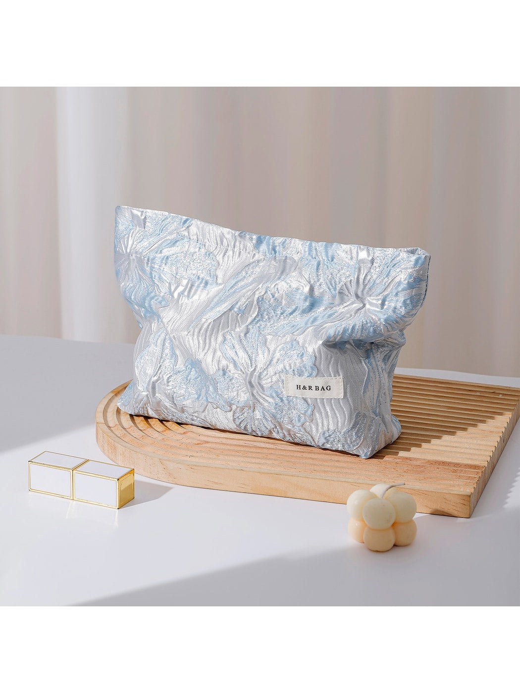Cosbai - Floral Makeup Bag with Embossed Flower Bag