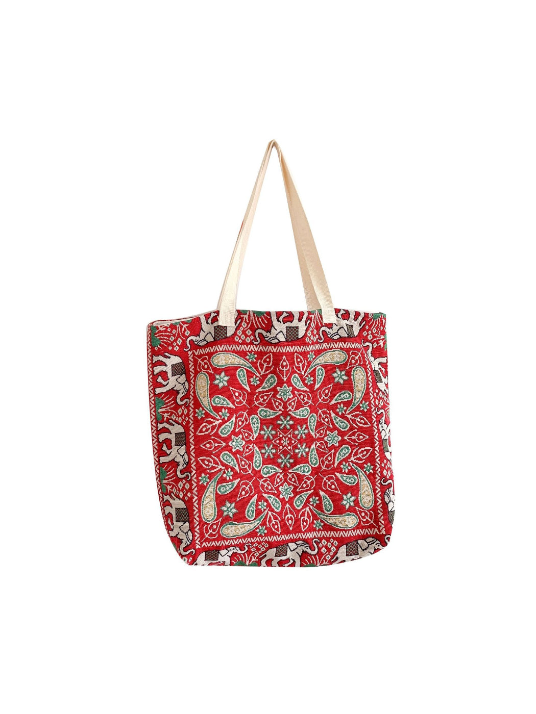 Cosbai - Red Paisley Pattern Everyday Tote Bag