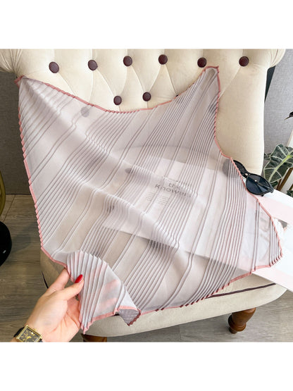 Scarvii - Sheer Pleated Border Trim Scarf