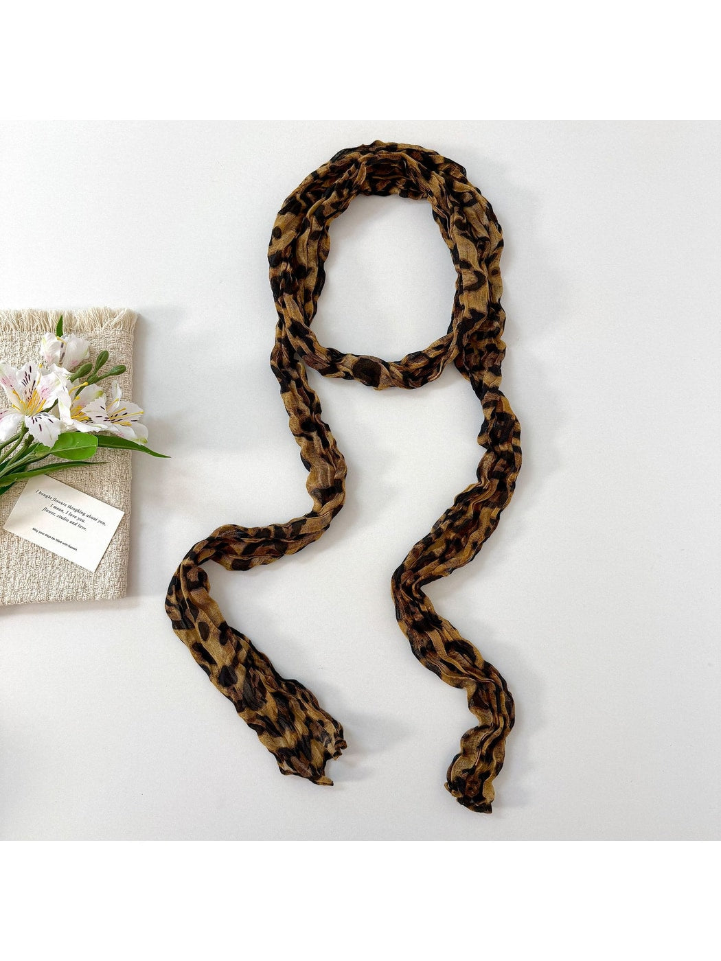 Scarvii - Crinkled Leopard Pattern Fashion Long Scarf
