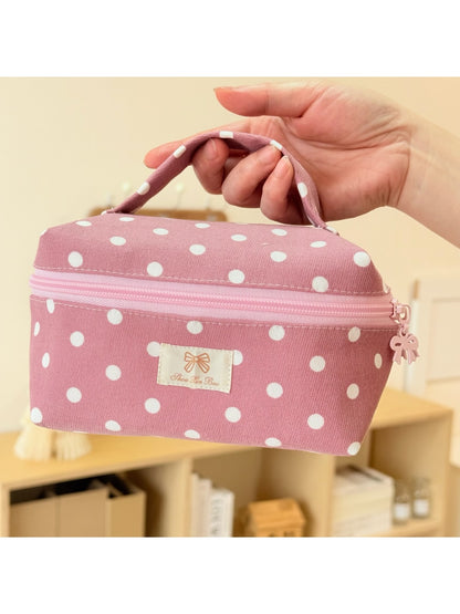 Cosbai - Sweet Polka Dot Handheld Cosmetic Bag