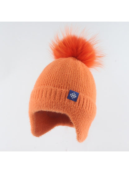 Haila - Pom Accent Women's Knit Ear Flap Beanie