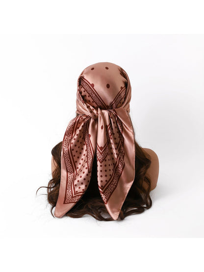 Scarvii - Warm Tones Polka Dot Printed Square Scarf