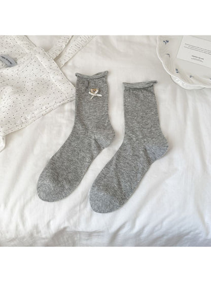 Side view of Rufia Everyday Teddy Crew Socks highlighting soft sole look