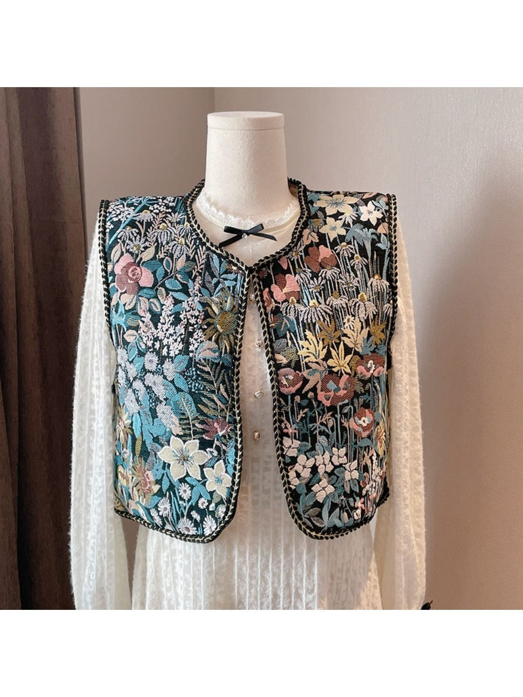 Crosa Bohemian Vest for Free-Spirited Style showing woven texture