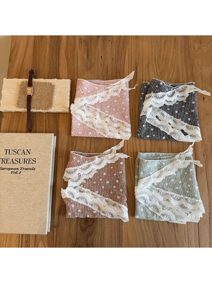 Scarvii - Floral Lace Edge Printed Triangle Bandana