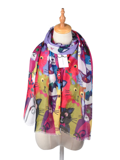 Scarvii – Cartoon Cat Print Scarf