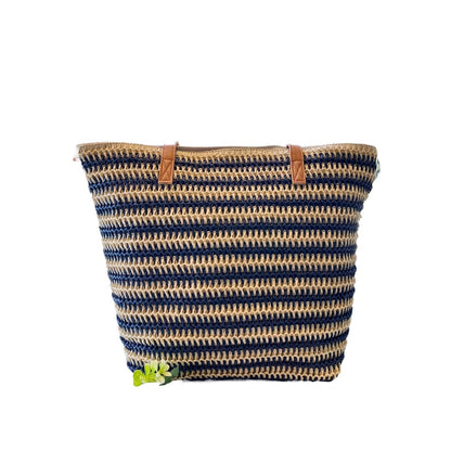 Cosbai - Colorblock Striped Crochet Tote Bag - Large & Classic