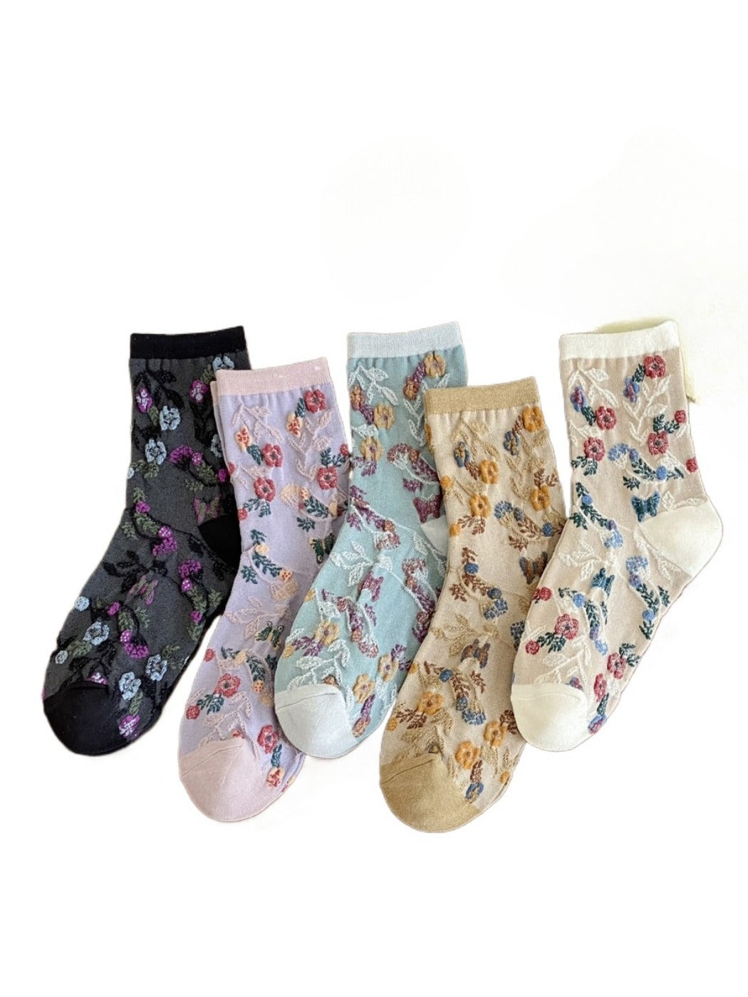 Rufia - Simple Flower Mid-Calf Socks - Chic & Sweet