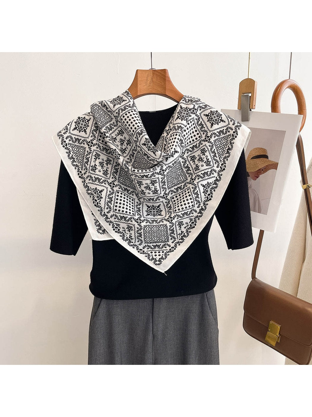Scarvii - Mixed Floral Dot Patchwork Square Scarf