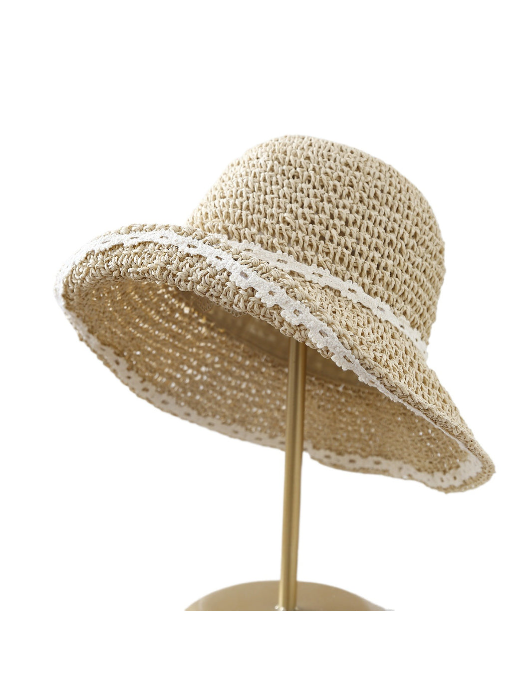 Haila - Soft Straw Look Lace Edge Bucket Hat