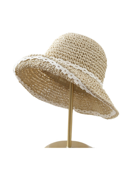 Haila - Soft Straw Look Lace Edge Bucket Hat