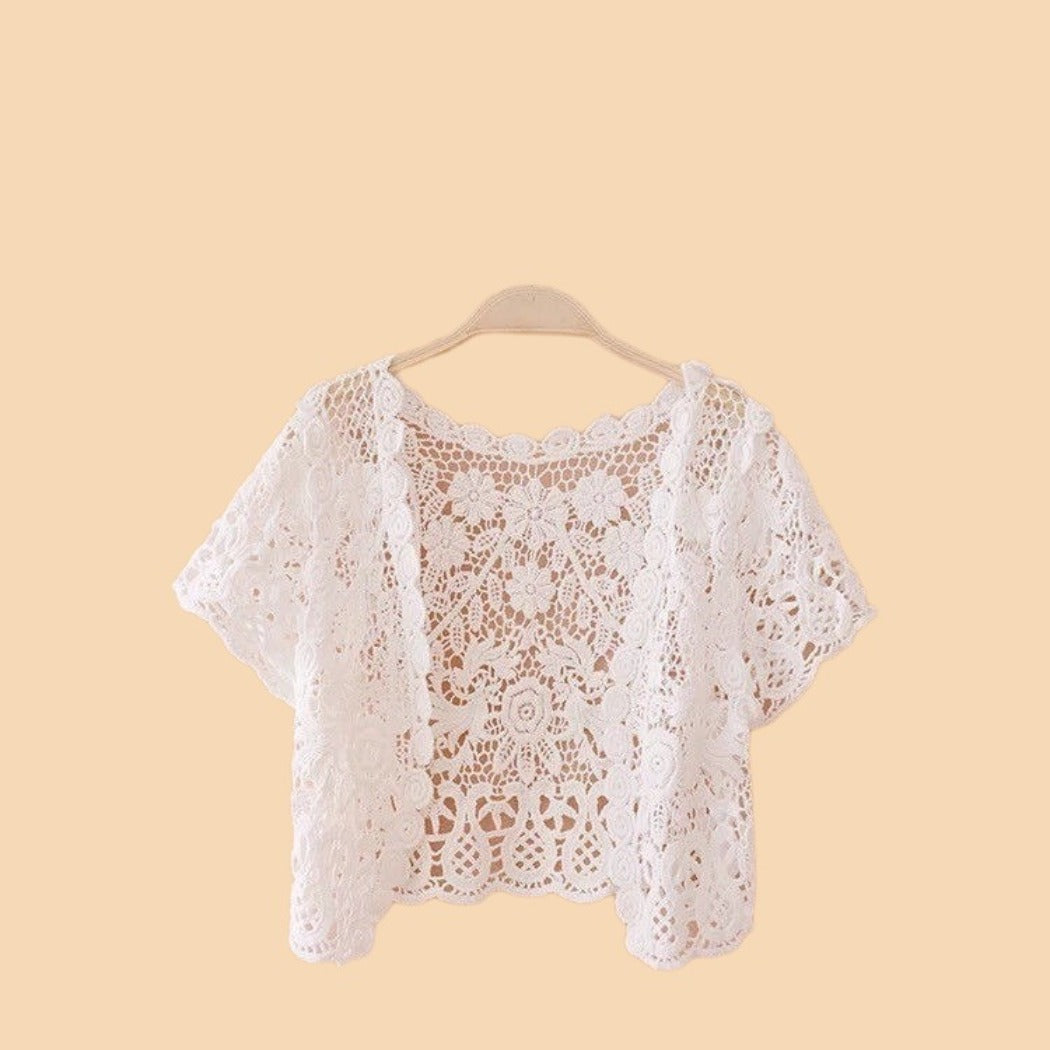 Crosa - Lace Short-Sleeve Cover-Up – Versatile Summer Shawl