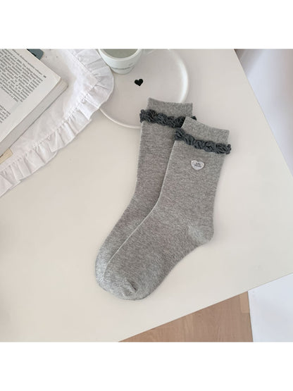 Rufia - Muted Soft Ruffle Cuff Crew Socks