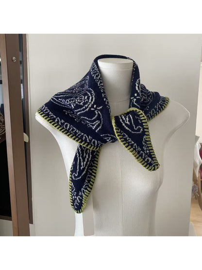 Scarvii - Paisley Contrast Stitch Trim Bandana Scarf