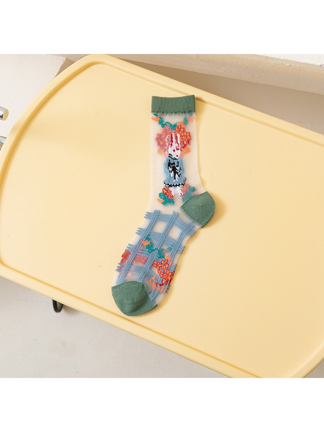 Rufia - Cartoon Pattern Sheer Crew Socks