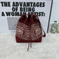 Cosbai - Knitted Shoulder Bag with Retro Style Featuring Drawstrings