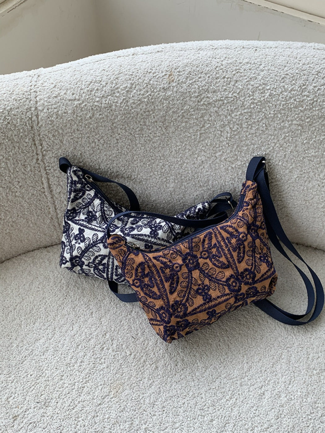 Cosbai - Vintage Embroidered Canvas Shoulder Bag