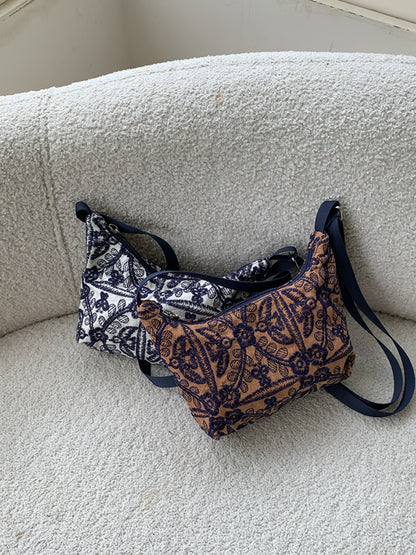 Cosbai - Vintage Embroidered Canvas Shoulder Bag