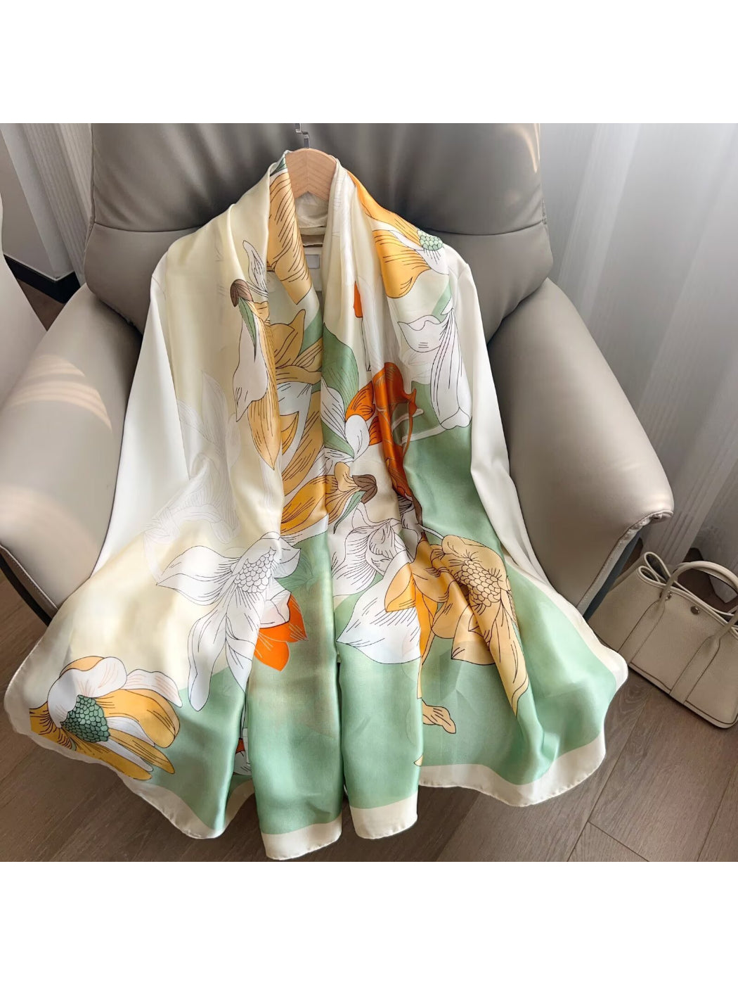 Scarvii Blue Floral Long Scarf Wrap