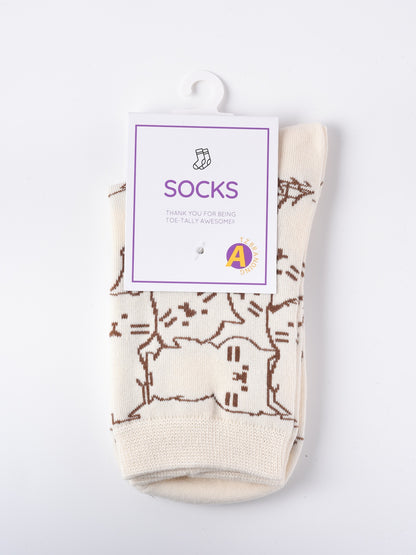 Rufia - Cartoon Cat Mid-Calf Socks