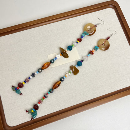 Earwish - Boho Beaded Statement Extra Long Earrings -Colorful