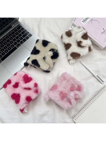 Cosbai - Plush Pattern Mini Pouch Heart