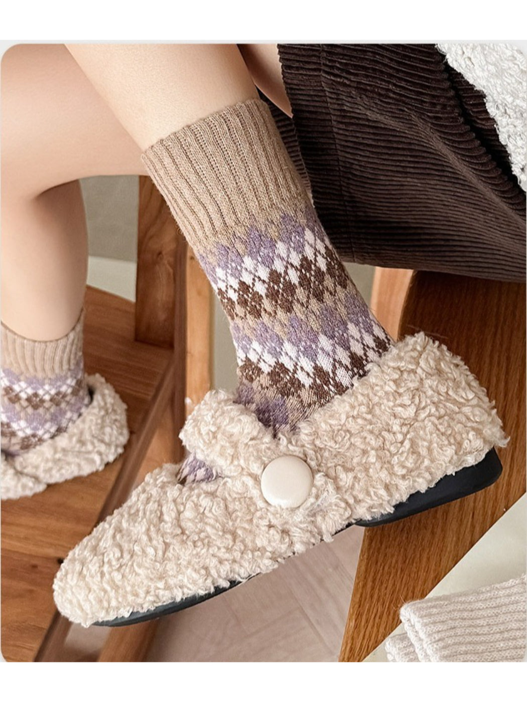 Rufia - Classic Argyle Knit Crew Socks