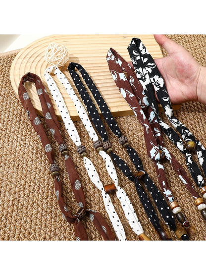 Scarvii - Printed Slim Pendant Narrow Scarf