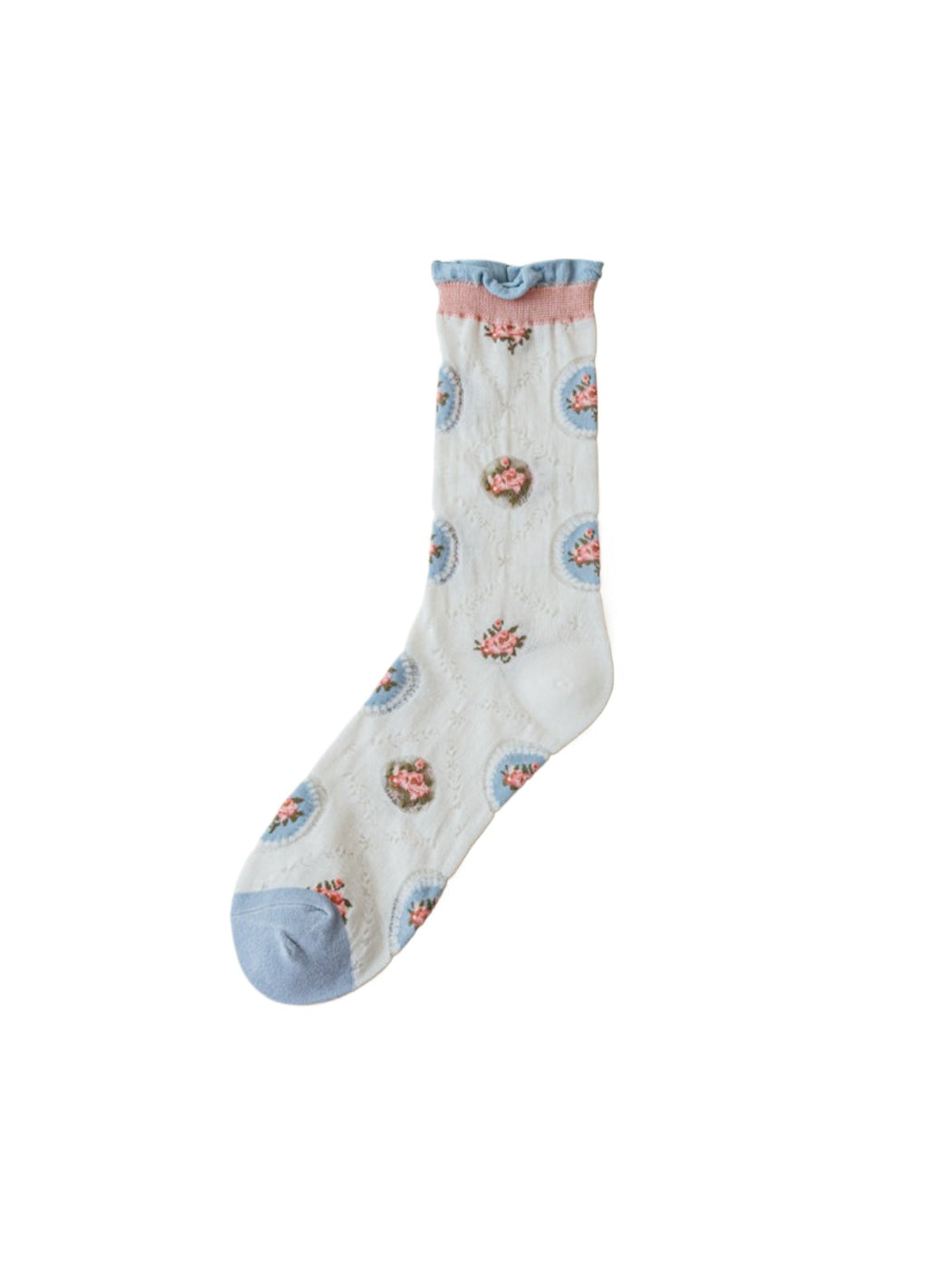 Rufia - Romantic Floral Sheer Crew Socks