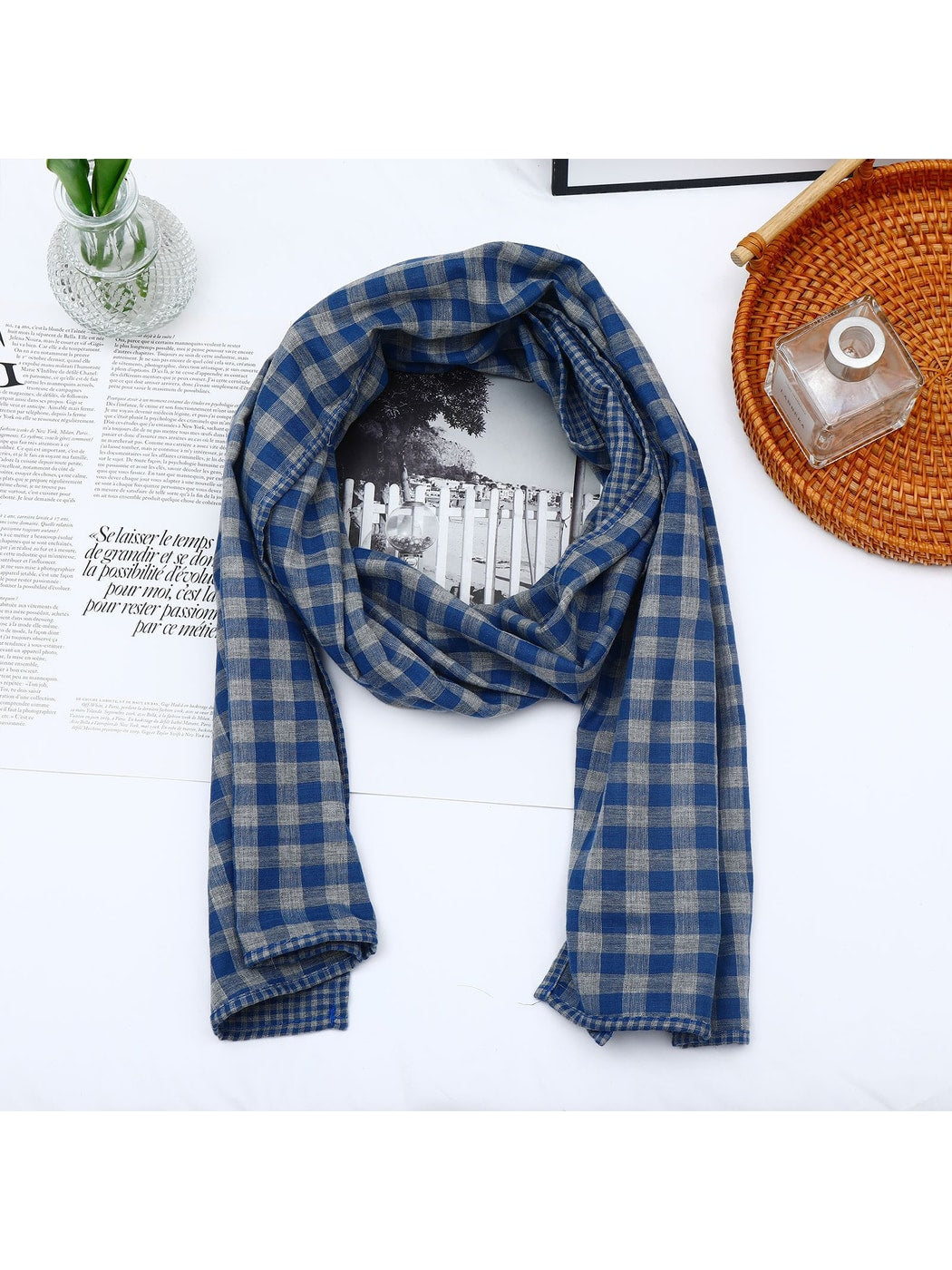 Scarvii - Geometric Plaid Rectangular Long Scarf
