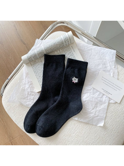 Rufia - Cute Animal Embroidery Crew Socks