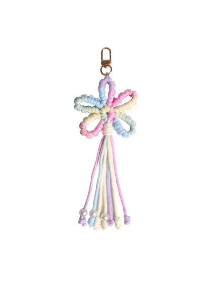 Koco Crochet Cherry Blossom Keychain with Tassel for gift accessory