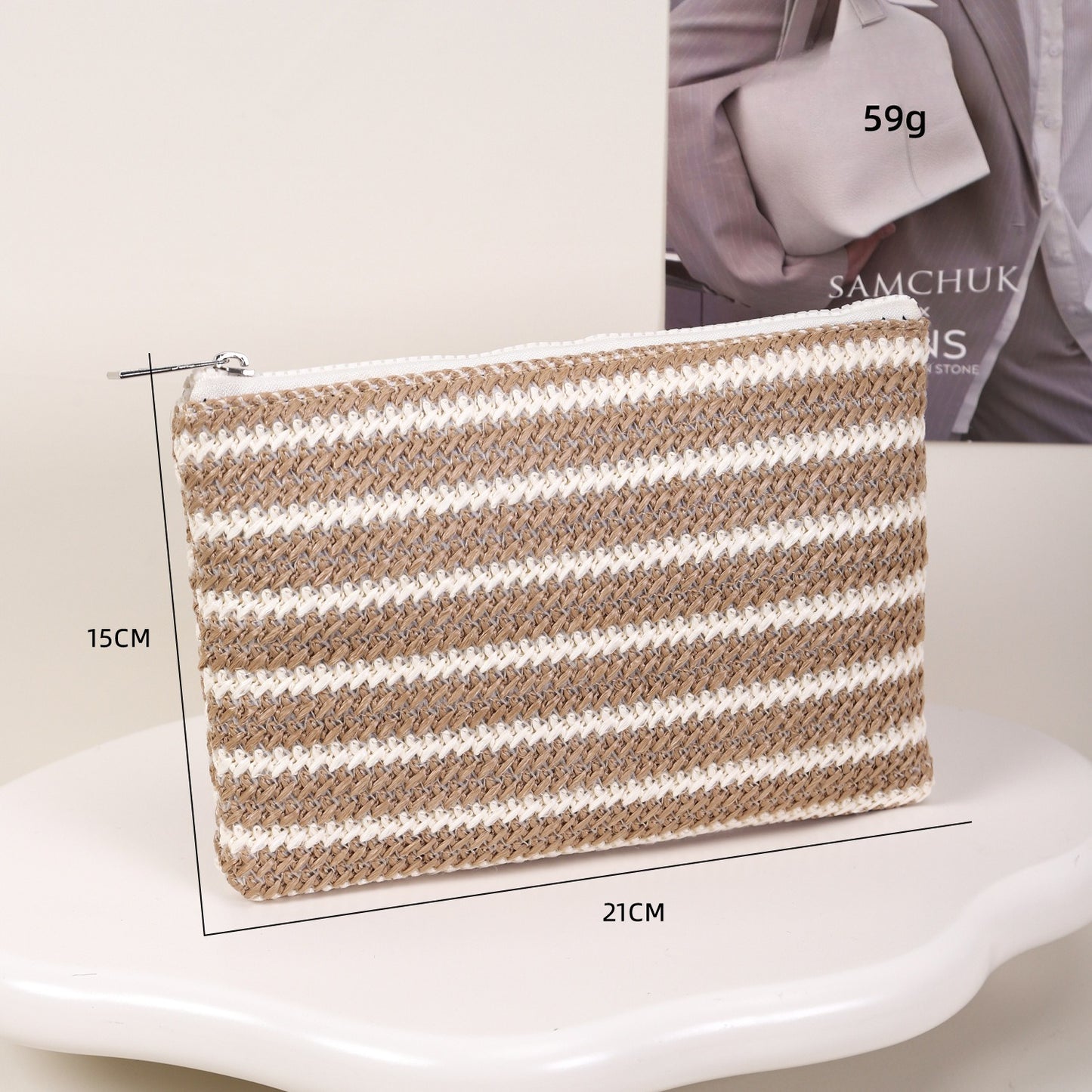 Cosbai modern zigzag cosmetic pouch angled to show shape and pattern