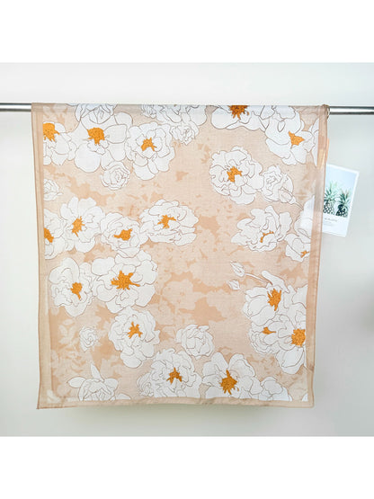 Scarvii Statement Flower Wrap Scarf displayed flat showing full floral pattern and colors