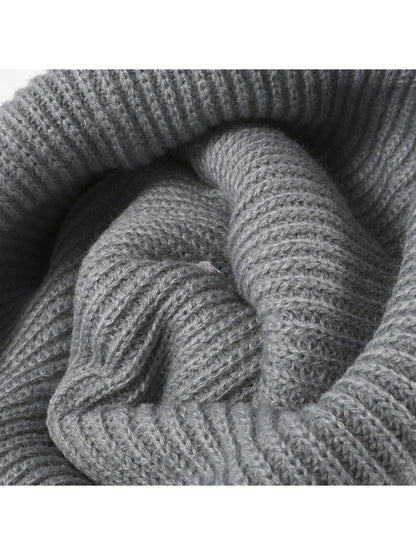 Haila - Solid Ribbed Cuffed Acrylic Knit Beanie