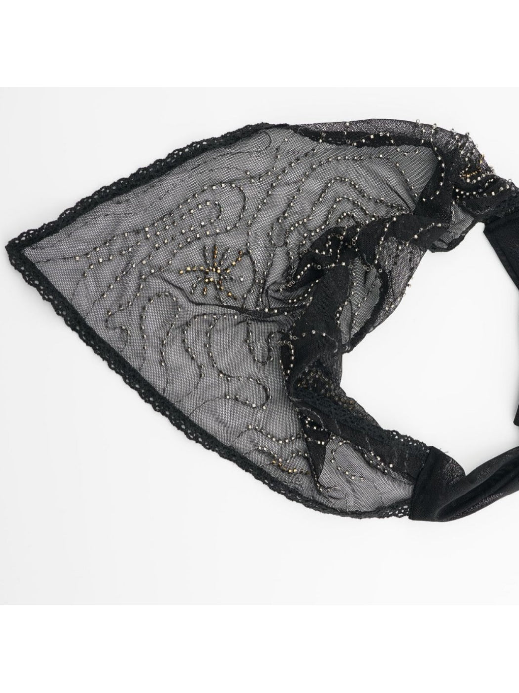 Scarvii - Black Beaded Lace Headband
