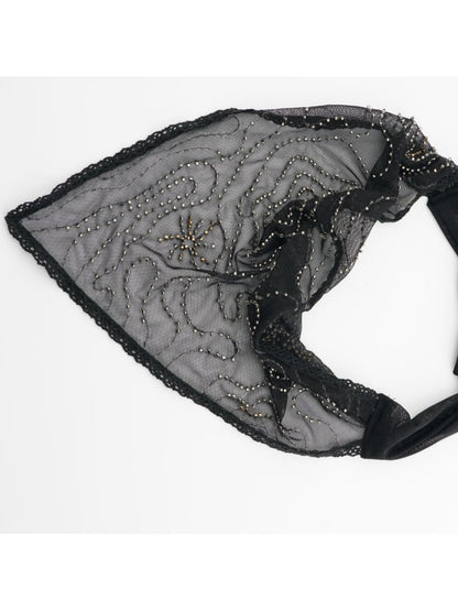 Scarvii - Black Beaded Lace Headband