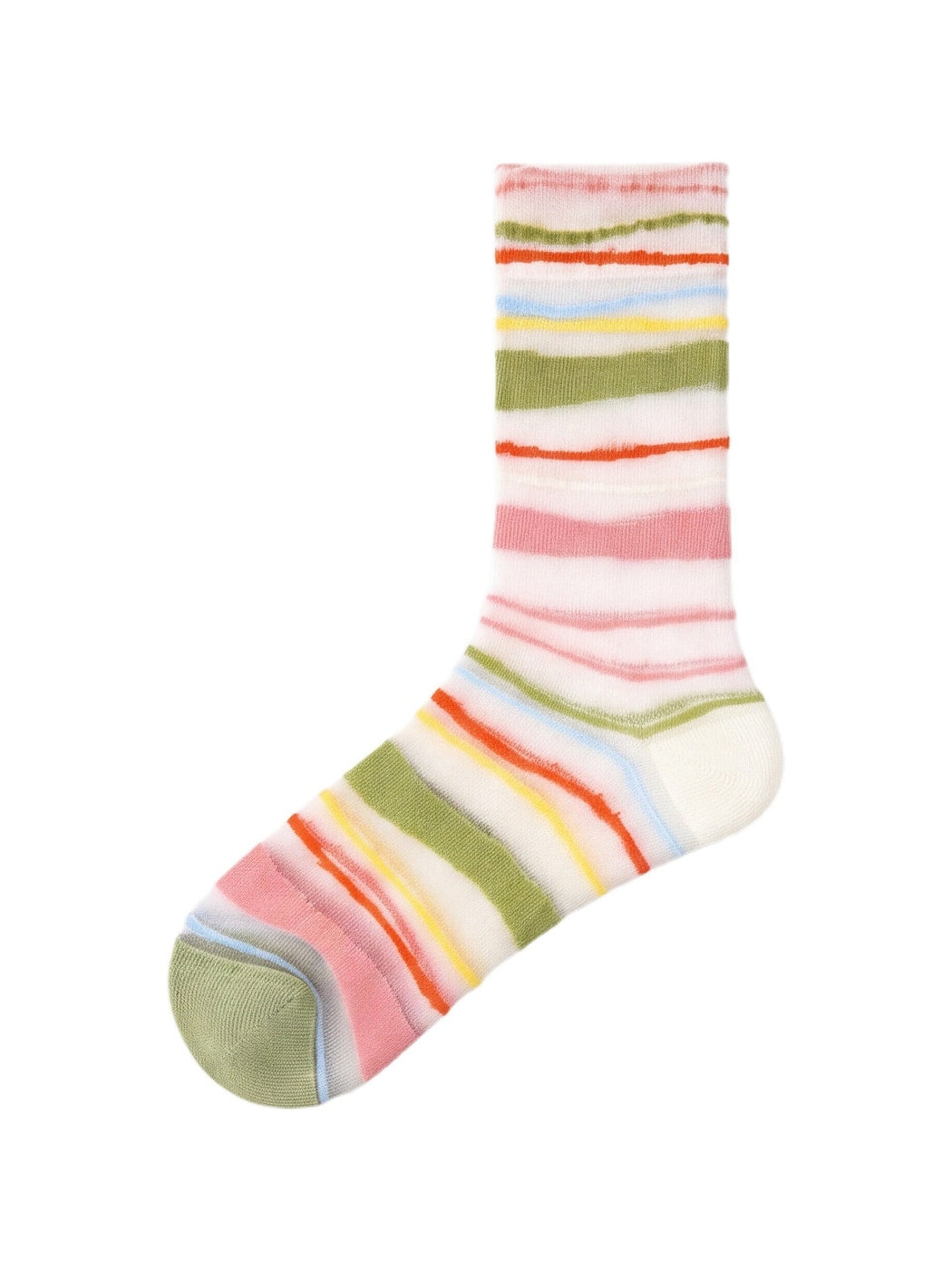 Rufia - Colorful Sheer Floral Stripe Crew Socks