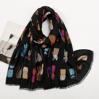 Scarvii - Cute Cartoon Cat Pattern Scarf