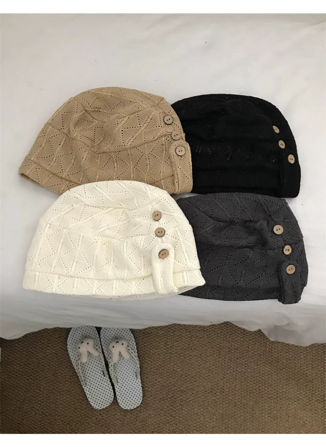 Haila - Ditsy Floral Contrast Trim Slouchy Beanie