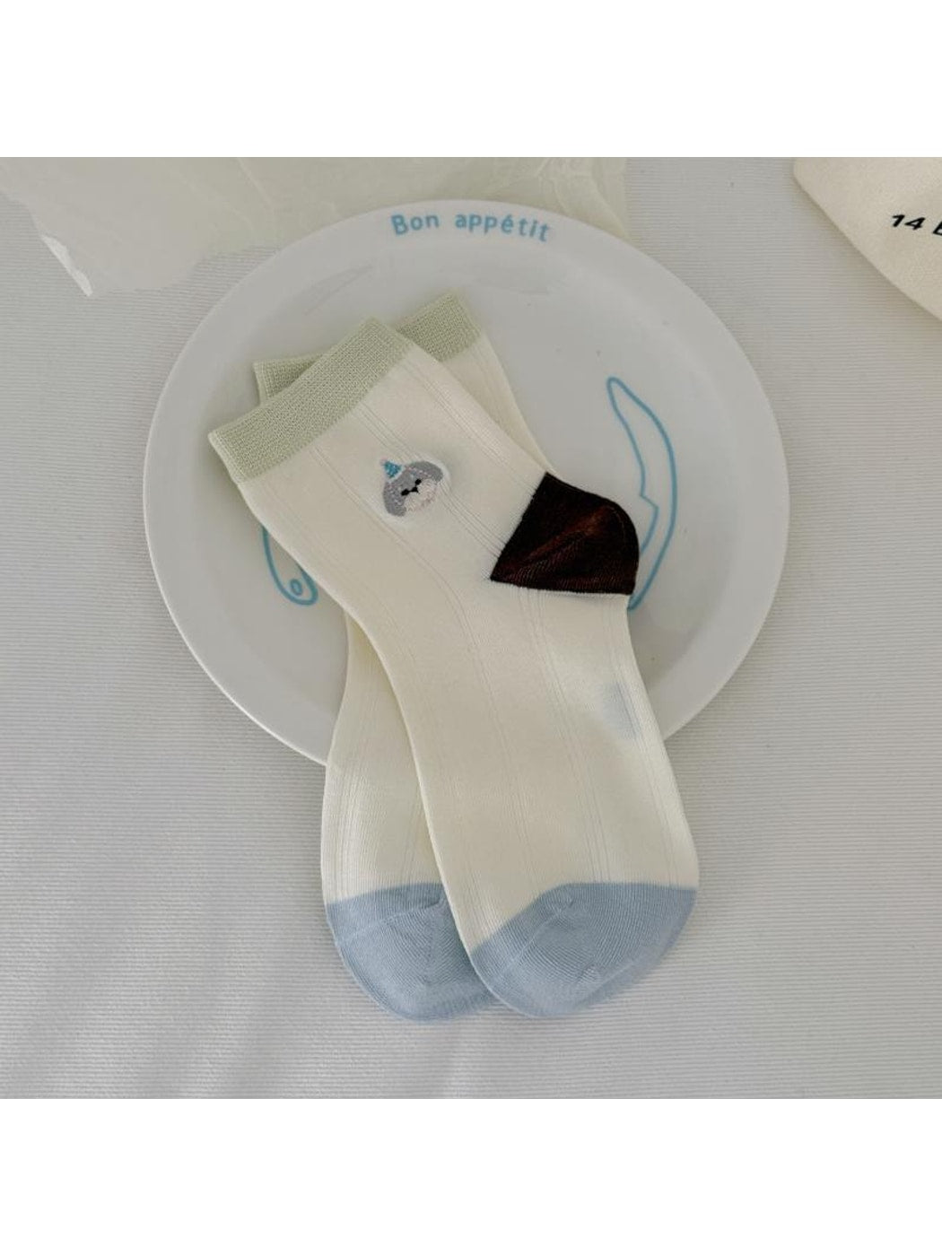 Rufia - Playful Embroidered Ruffle Crew Socks