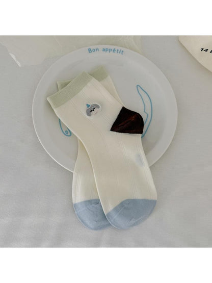Rufia - Playful Embroidered Ruffle Crew Socks