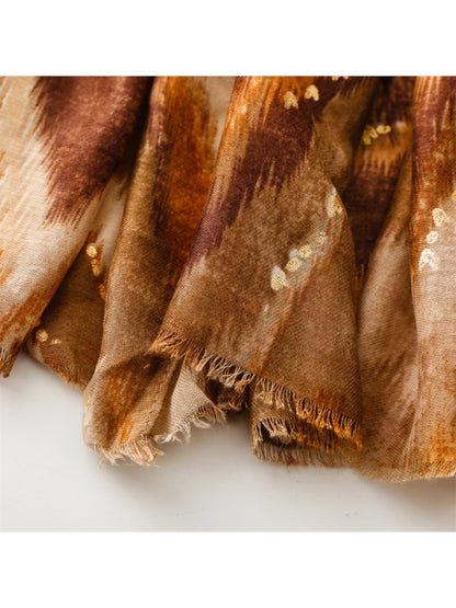 Scarvii - Winter Scarf & Shawl with Gold Foil Printing & Mountain Pattern