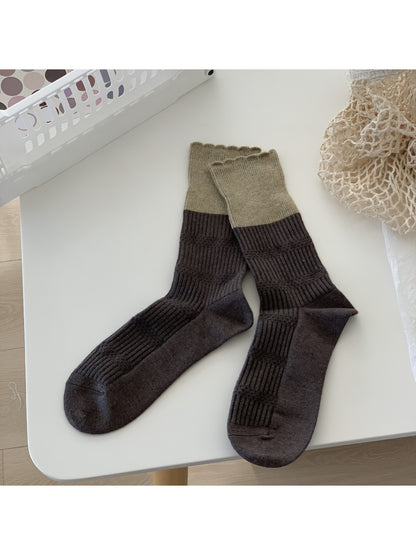 Rufia - Soft Ribbed Colorblock Crew Socks