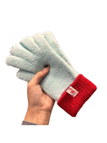 Gloving - Colorblock Fuzzy Texture Gloves