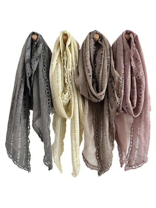 Scarvii - Vintage Bow Lace Trim Scarf