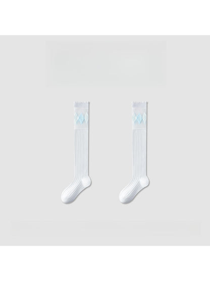 Rufia - Simple Pattern Ribbed Knee-high Socks