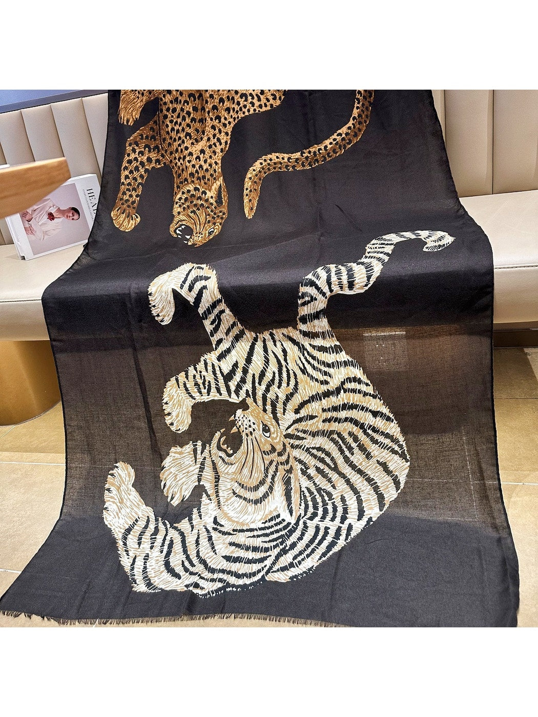 Scarvii - Tiger and Cheetah Pattern Lightweight Wrap Scarf